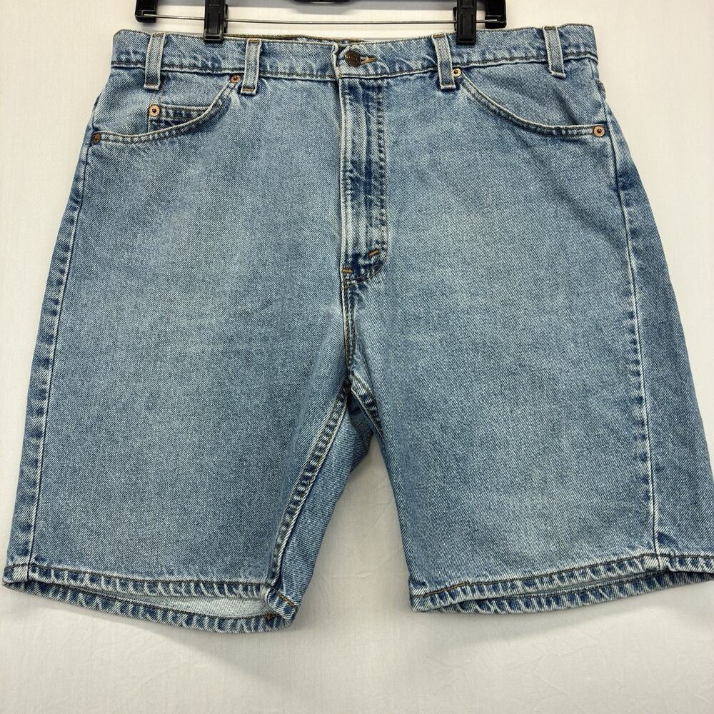 Vintage Levis 505 Orange Tab Denim Shorts Mens 36 Light Wash Regular Fit 1997